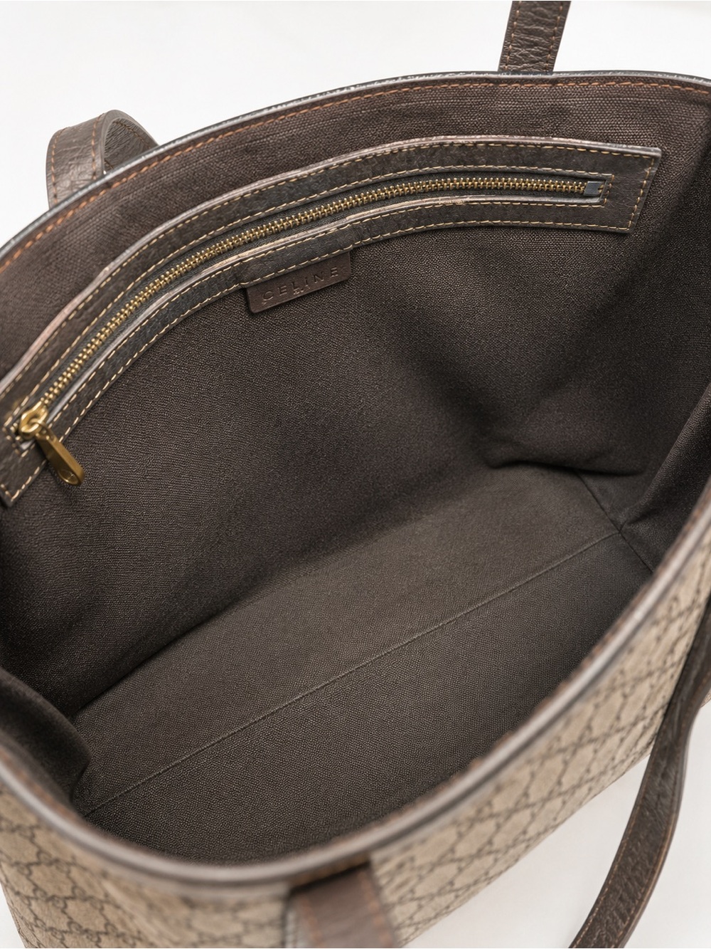 Vintage Celine Macadam Monogram Tote Bag Brown PVC Leather Shoulder Tote Italy - Picture 7 of 13